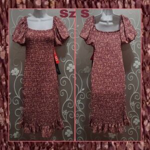 NEW WOMENS STRETCHY FLORAL DRESS SIZE S